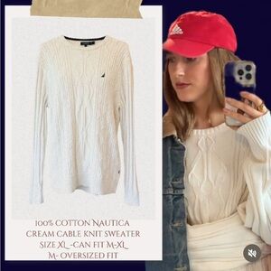 Nautica Off-White Cable Knit Sweater